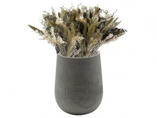 H-D Bar & Shield Concrete Vase