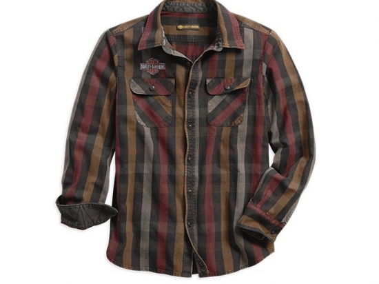 SHIRT-L/S,LOGO,OVER DYED,PLAID