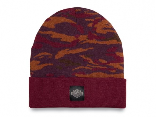 HAT-KNIT,RED CAMO