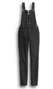 OVERALLS-LACE UP,WVN,BLK