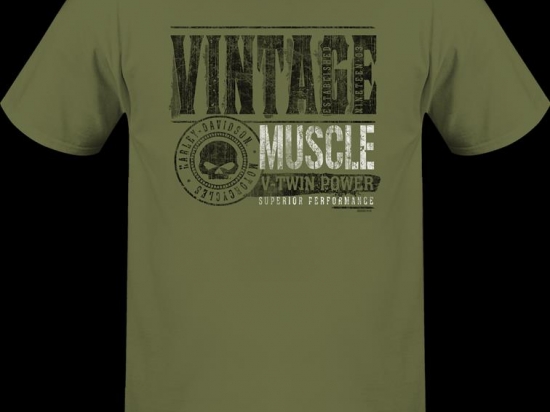 VINTAGE MUSCLE USA T-SHIRT ARMY GREEN L