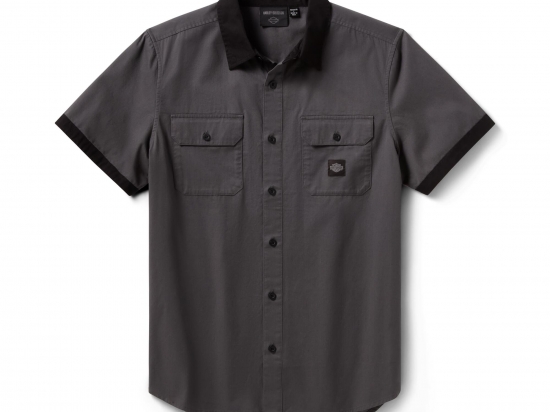 SHIRT-WOVEN,DARK GREY/BLACK