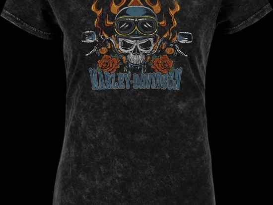 SKULL LIGHT LADIES DYE BLACK T-SHIRT XS