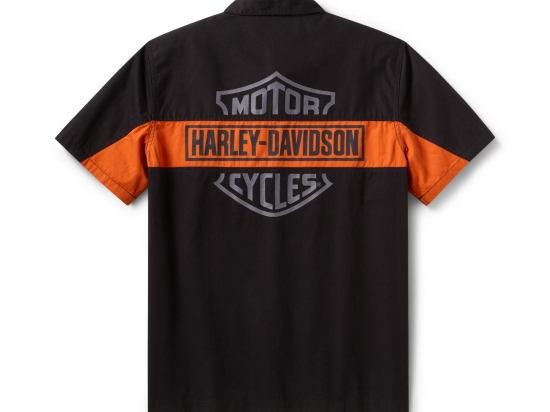 SHIRT-WOVEN,BLACK/ORANGE