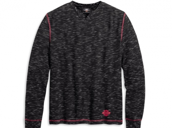 TEE-SLUB,L/S,WAFFLE KNT,BLK
