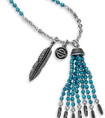 NECKLACE-BEAD,CHARM,TURQUOISE