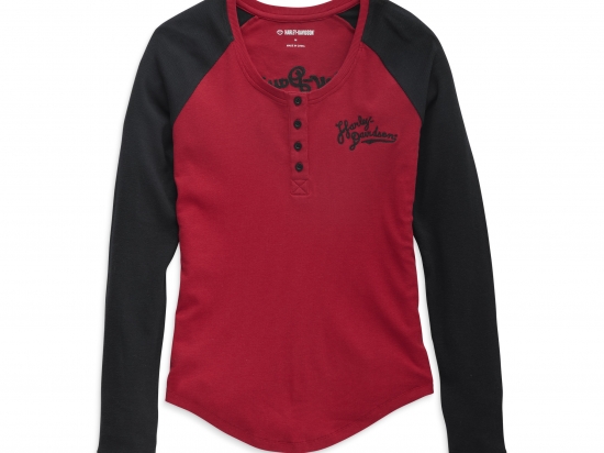 HENLEY-KNIT,RED COLORBLOCK