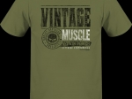 VINTAGE MUSCLE USA T-SHIRT ARMY GREEN XXL