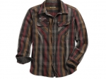 SHIRT-L/S,LOGO,OVER DYED,PLAID
