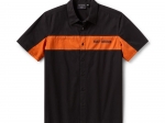SHIRT-WOVEN,BLACK/ORANGE