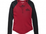 HENLEY-KNIT,RED COLORBLOCK