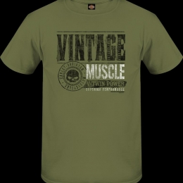 VINTAGE MUSCLE USA T-SHIRT ARMY GREEN XXL