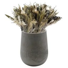 H-D Bar & Shield Concrete Vase