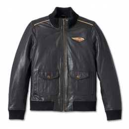 JACKET-120TH,LEATHER,BOMBER,BL