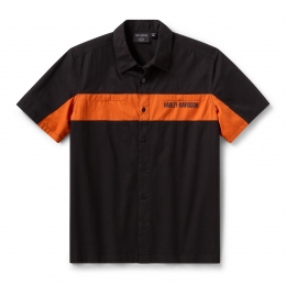 SHIRT-WOVEN,BLACK/ORANGE