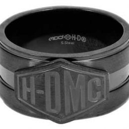 HDMC BLACK AND STEEL BAND RING