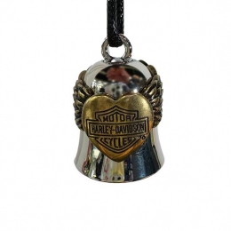 RB BRASS HEART WING BELL - SLV/BRASS