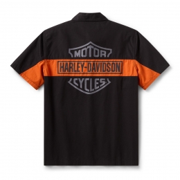 SHIRT-WOVEN,BLACK/ORANGE