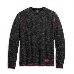 TEE-SLUB,L/S,WAFFLE KNT,BLK